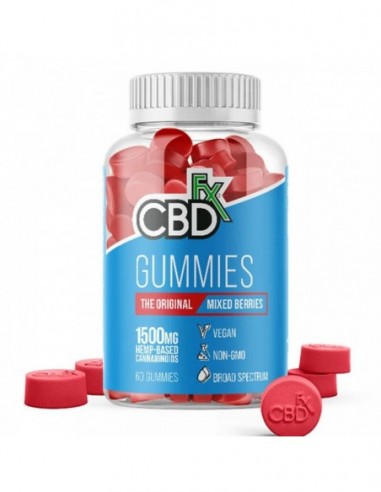 CBDfx Edible CBD Gummies Mixed Berry 60 Count Bottle 1500mg 1pcs:0 US